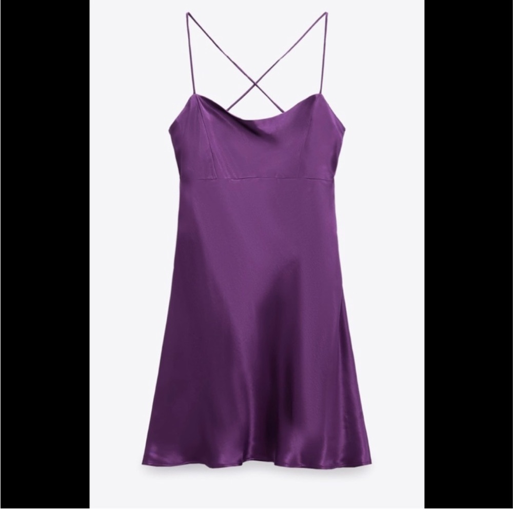 Brand New Zara Purple Satin Dress